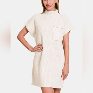Zenana Short Sleeve Mini Relaxed Fit Sweater Dress sz S M L